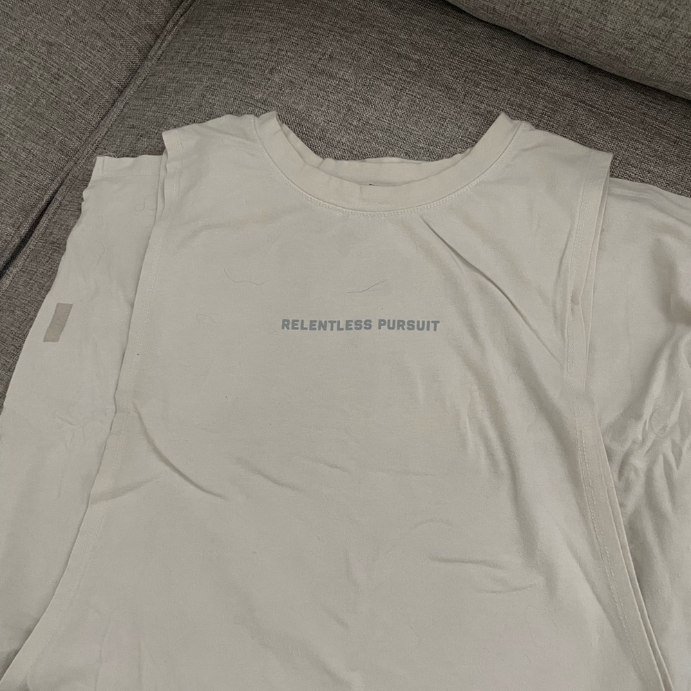 ASRV White Sleeveless Top with RELENTLESS PURSUIT